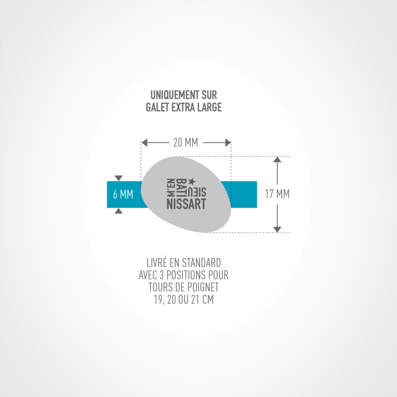 Dimensions du bracelet galet "M'EN BATI SIEU NISSART" de la marque LA PLÀIA.