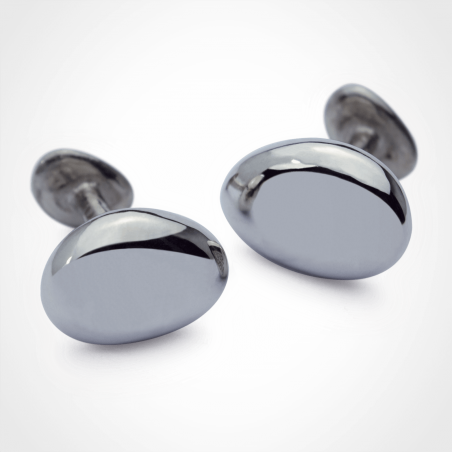 Boutons de manchette medium "classic" en or blanc 750 millièmes rhodié.