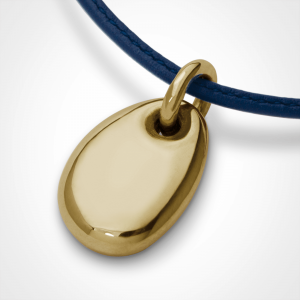 Pebble pendant - extra large size - "Classic" version - yellow gold rhodium plated - ocean leather cord.